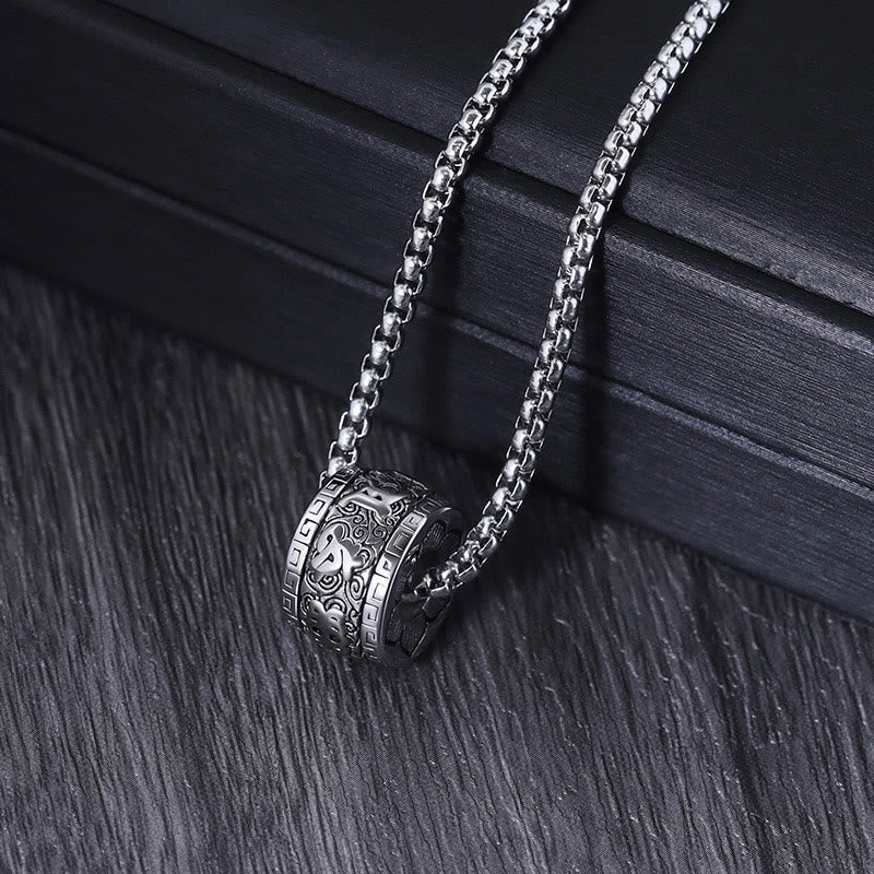 Fortune Jewel Tibetan Om Mani Padme Hum Titanium Steel Peace Necklace Pendant