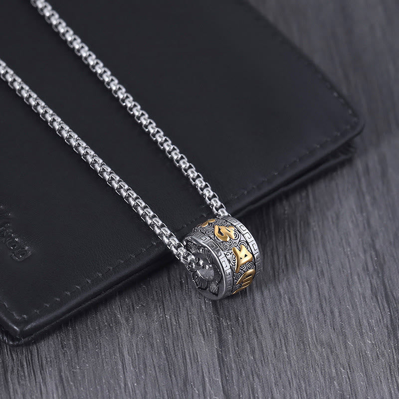 Fortune Jewel Tibetan Om Mani Padme Hum Titanium Steel Peace Necklace Pendant