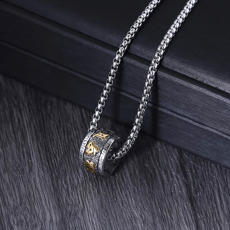 Fortune Jewel Tibetan Om Mani Padme Hum Titanium Steel Peace Necklace Pendant