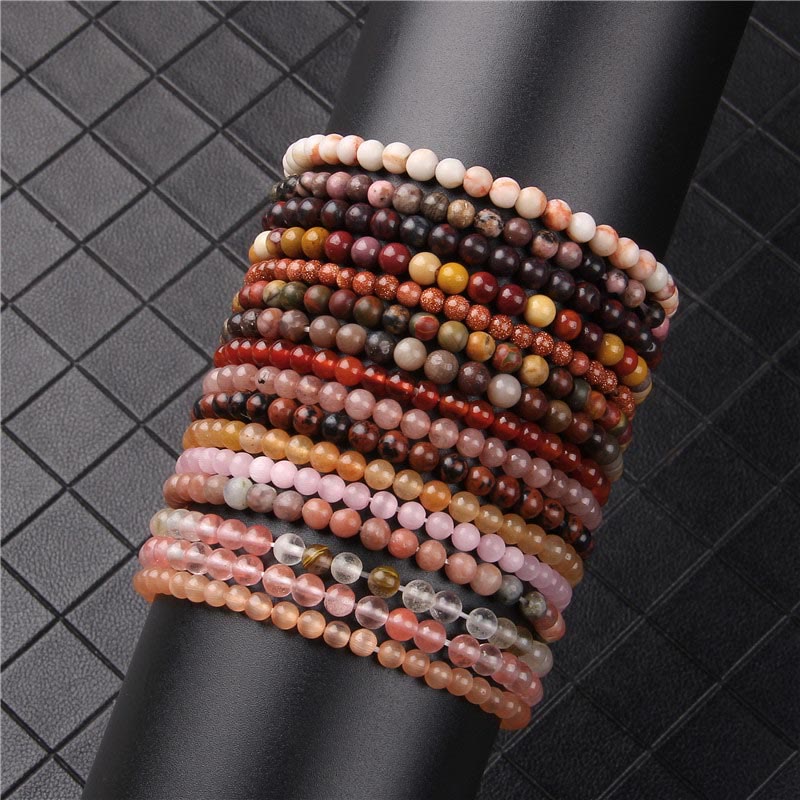 Fortune Jewel 4mm Various Stone Crystal Mini Beads Healing Bracelet