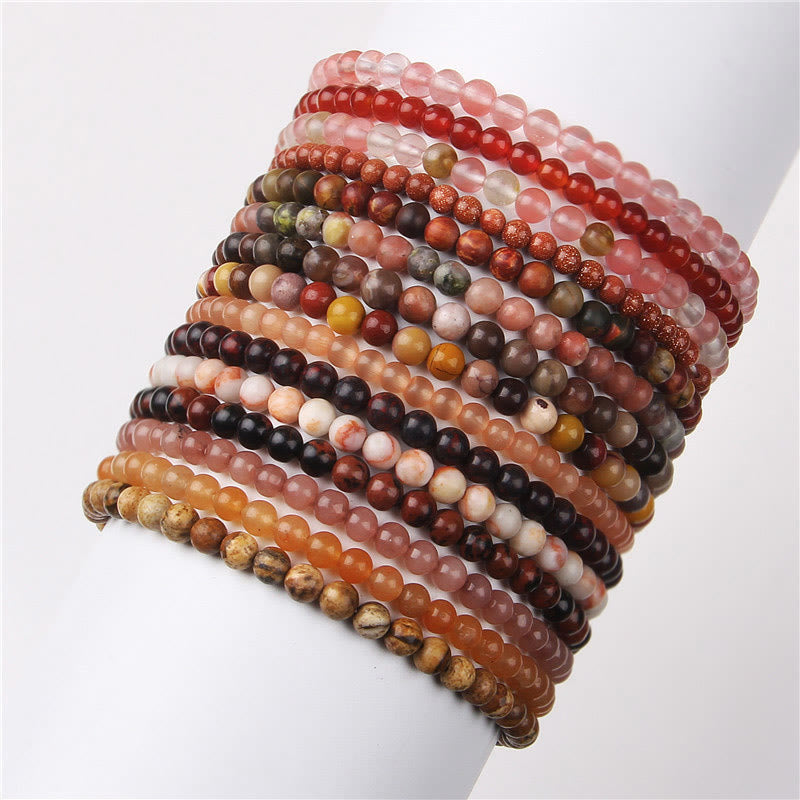 Fortune Jewel 4mm Various Stone Crystal Mini Beads Healing Bracelet