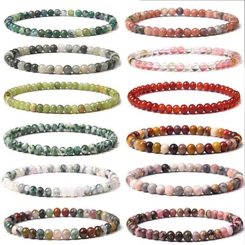 Fortune Jewel 4mm Various Stone Crystal Mini Beads Healing Bracelet