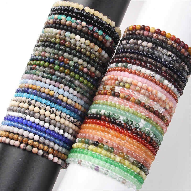Fortune Jewel 4mm Various Stone Crystal Mini Beads Healing Bracelet