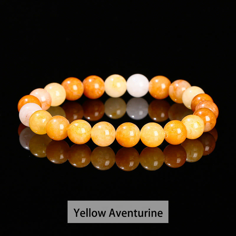 Fortune Jewel Various Crystal Stone Amethyst Green Aventurine Rose Quartz Healing Bracelet