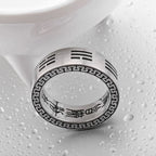 Fortune Jewel Bagua Yin Yang Taoist Nine-Character Mantra Titanium Steel Harmony Ring Fortune Jewel