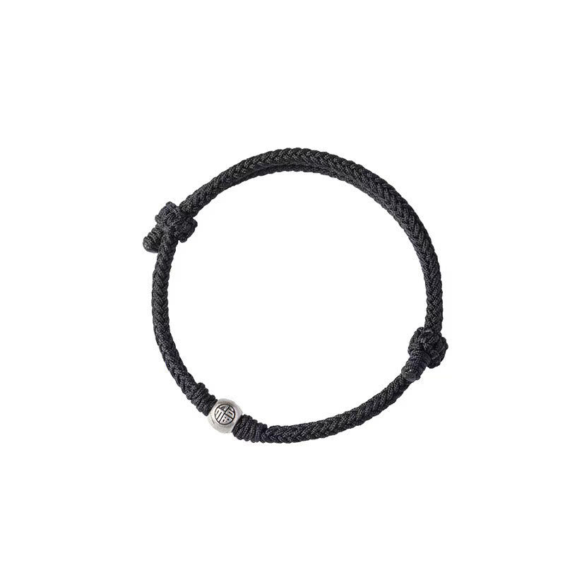 Fortune Jewel Handmade String 925 Sterling Silver Fu Bead Braided Fortune Bracelet