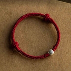Fortune Jewel Handmade String 925 Sterling Silver Fu Bead Braided Fortune Bracelet