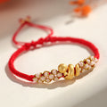 Fortune Jewel Handmade 999 Sterling Silver Year Of The Snake Red String Heart Peach Blossom Luck Bracelet