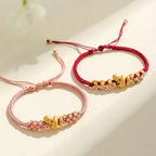 Fortune Jewel Handmade 999 Sterling Silver Year Of The Snake Red String Heart Peach Blossom Luck Bracelet