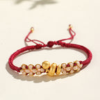 Fortune Jewel Handmade 999 Sterling Silver Year Of The Snake Red String Heart Peach Blossom Luck Bracelet