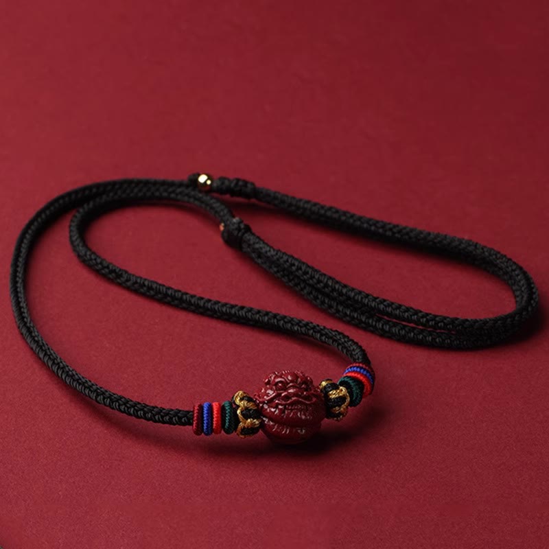 Fortune Jewel Cinnabar Chinese Zodiac Black String Blessing Necklace Pendants