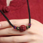Fortune Jewel Cinnabar Chinese Zodiac Black String Blessing Necklace Pendants