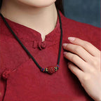 Fortune Jewel Cinnabar Chinese Zodiac Black String Blessing Necklace Pendants