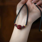 Fortune Jewel Cinnabar Chinese Zodiac Black String Blessing Necklace Pendants