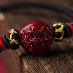 Fortune Jewel Cinnabar Chinese Zodiac Black String Blessing Necklace Pendants