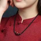 Fortune Jewel Cinnabar Chinese Zodiac Black String Blessing Necklace Pendants