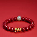 Fortune Jewel Cinnabar Bead Hetian Jade Year Of The Snake Blessing Bracelet