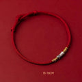 Buddha Stones Handmade 925 Sterling Silver Bamboo Design Red String Luck Braided Bracelet