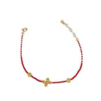 Fortune Jewel 925 Sterling Silver Plated 24k Gold Liuli Glass Bead PiXiu Four Leaf Clover Joy And Happiness Wealth Bracelet