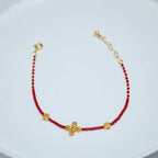 Fortune Jewel 925 Sterling Silver Plated 24k Gold Liuli Glass Bead PiXiu Four Leaf Clover Joy And Happiness Wealth Bracelet