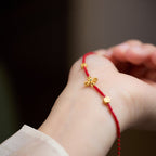 Fortune Jewel 925 Sterling Silver Plated 24k Gold Liuli Glass Bead PiXiu Four Leaf Clover Joy And Happiness Wealth Bracelet