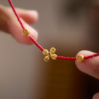 Fortune Jewel 925 Sterling Silver Plated 24k Gold Liuli Glass Bead PiXiu Four Leaf Clover Joy And Happiness Wealth Bracelet