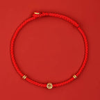 Fortune Jewel Handmade Braided Red String 925 Sterling Silver Fu Character Luck Bracelet
