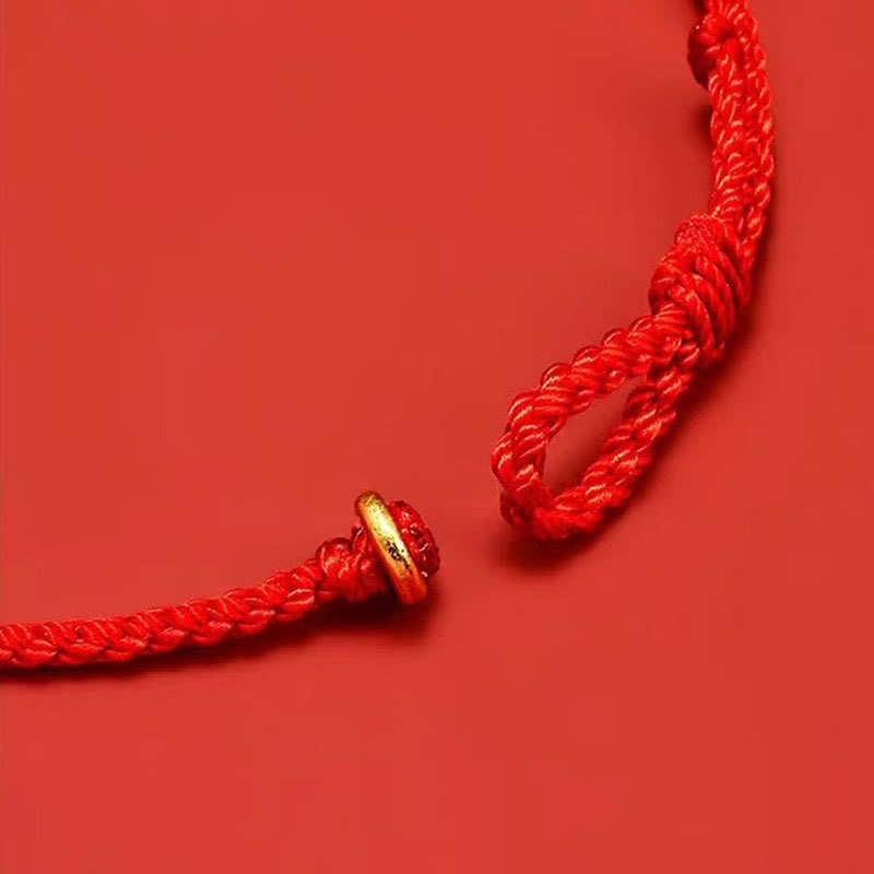 Fortune Jewel Handmade Braided Red String 925 Sterling Silver Fu Character Luck Bracelet