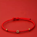 Fortune Jewel Handmade Braided Red String 925 Sterling Silver Fu Character Luck Bracelet