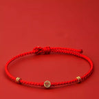 Fortune Jewel Handmade Braided Red String 925 Sterling Silver Fu Character Luck Bracelet