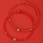 Fortune Jewel Handmade Braided Red String 925 Sterling Silver Fu Character Luck Bracelet