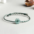 Fortune Jewel Handmade Green String Jade Orchid Braided Prosperity Bracelet