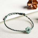 Fortune Jewel Handmade Green String Jade Orchid Braided Prosperity Bracelet