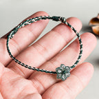 Fortune Jewel Handmade Green String Jade Orchid Braided Prosperity Bracelet