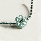 Fortune Jewel Handmade Green String Jade Orchid Braided Prosperity Bracelet