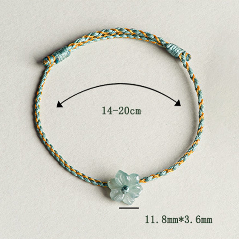 Fortune Jewel Handmade Green String Jade Orchid Braided Prosperity Bracelet