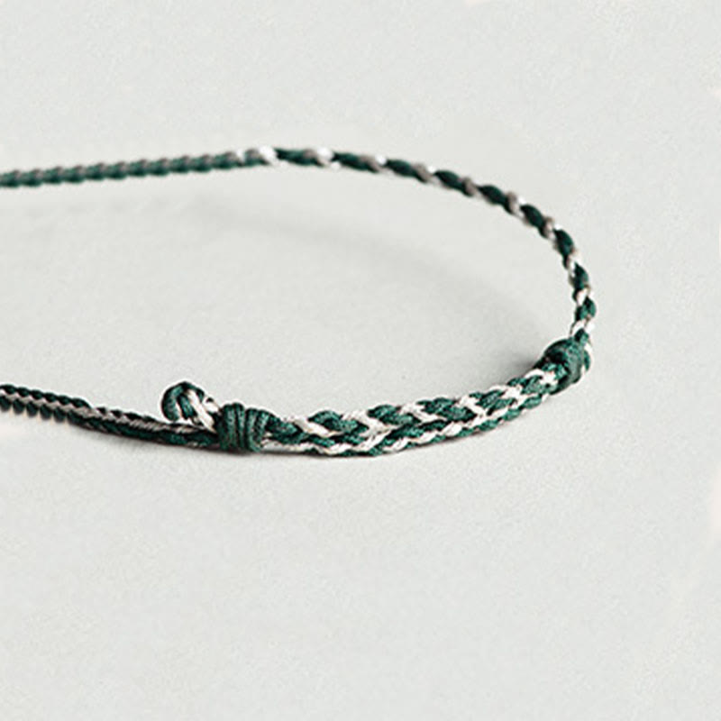 Fortune Jewel Handmade Green String Jade Orchid Braided Prosperity Bracelet