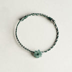Fortune Jewel Handmade Green String Jade Orchid Braided Prosperity Bracelet
