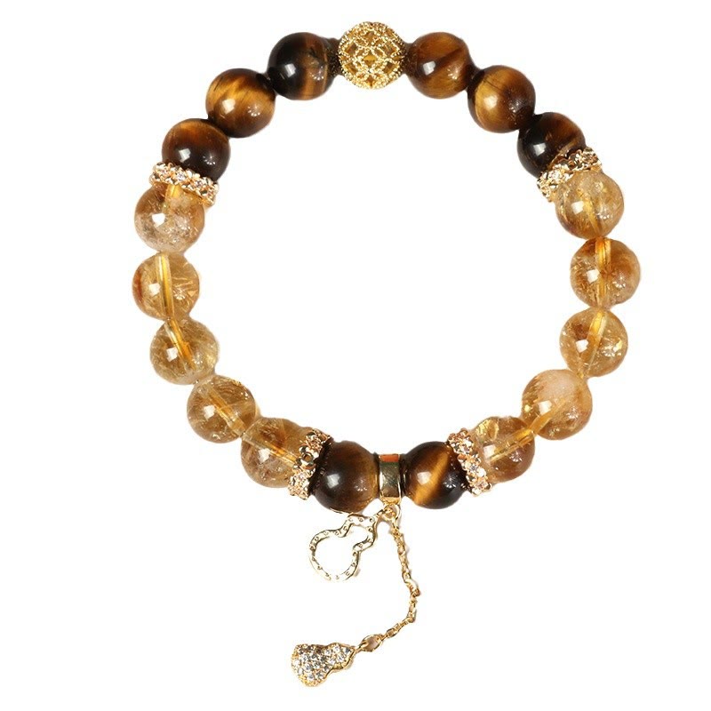 Fortune Jewel Natural Tiger Eye Citrine Beads Fortune Gourd Strength Bracelet