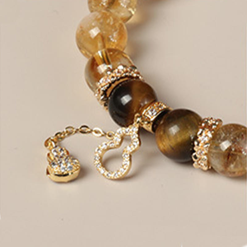 Fortune Jewel Natural Tiger Eye Citrine Beads Fortune Gourd Strength Bracelet