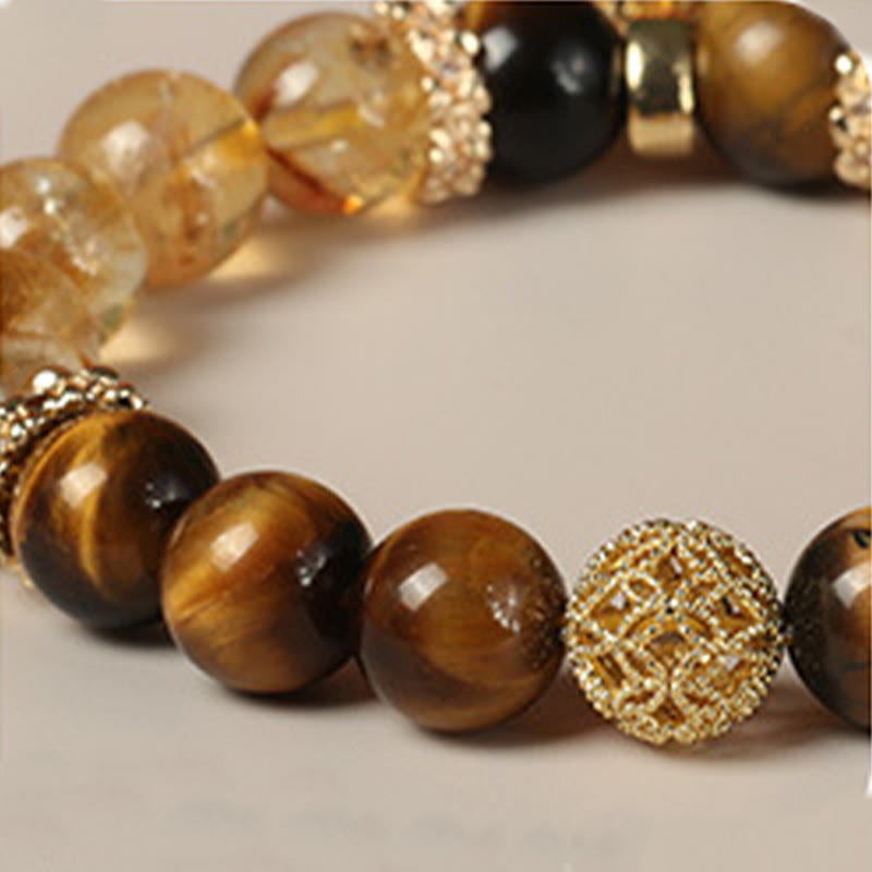 Fortune Jewel Natural Tiger Eye Citrine Beads Fortune Gourd Strength Bracelet