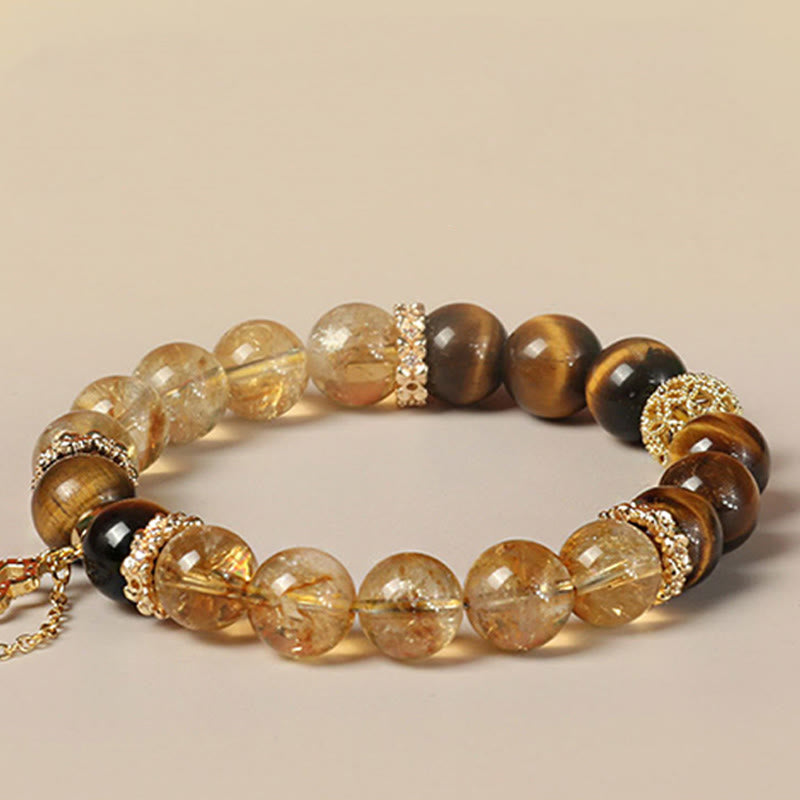 Fortune Jewel Natural Tiger Eye Citrine Beads Fortune Gourd Strength Bracelet
