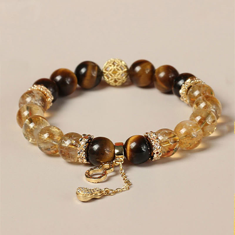 Fortune Jewel Natural Tiger Eye Citrine Beads Fortune Gourd Strength Bracelet