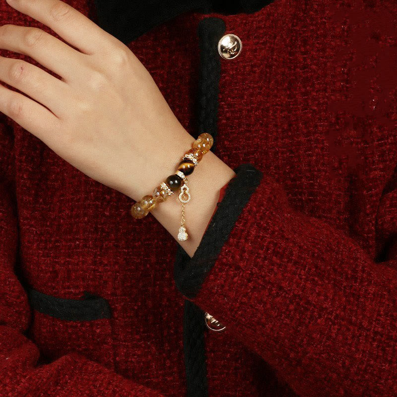 Fortune Jewel Natural Tiger Eye Citrine Beads Fortune Gourd Strength Bracelet