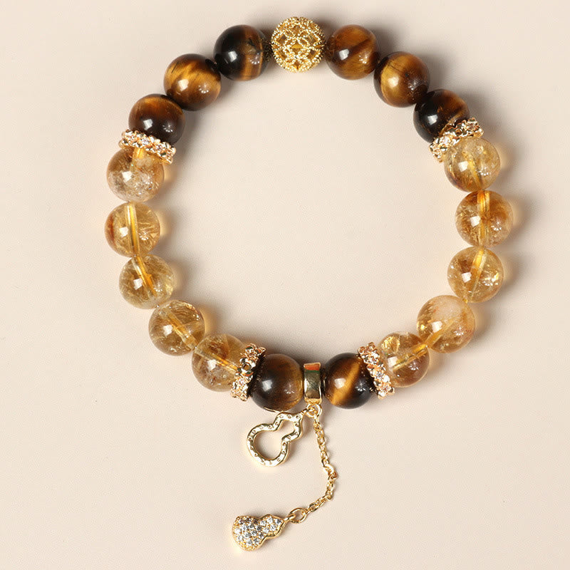 Fortune Jewel Natural Tiger Eye Citrine Beads Fortune Gourd Strength Bracelet
