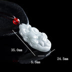 Fortune Jewel Natural Jade Nine Tailed Fox Luck Necklace Pendant