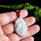 Fortune Jewel Natural Jade Nine Tailed Fox Luck Necklace Pendant