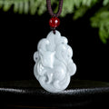 Fortune Jewel Natural Jade Nine Tailed Fox Luck Necklace Pendant