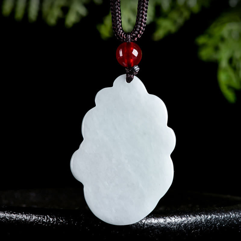 Fortune Jewel Natural Jade Nine Tailed Fox Luck Necklace Pendant