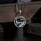 Fortune Jewel Pure Tin Pisces Double Koi Fish Wealth Necklace Pendant